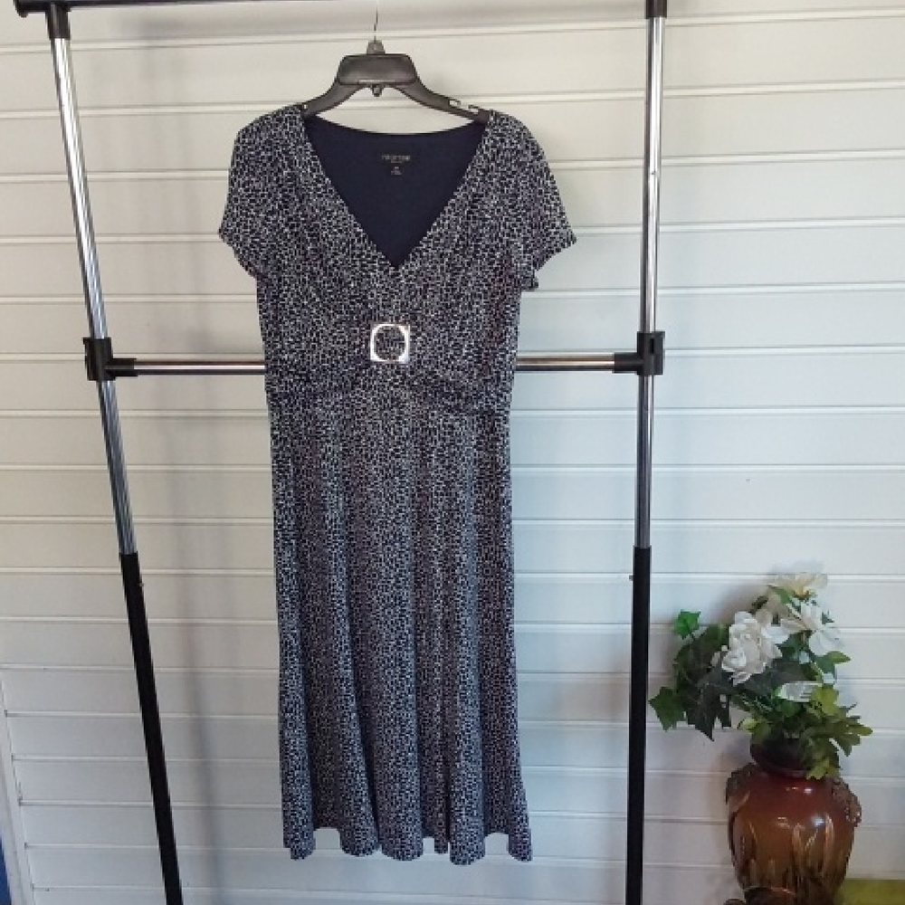 Perceptions Blue and White Midi Dress Size 14